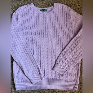 Lauren Ralph Lauren Lavender Cable Knit Crewneck Sweater